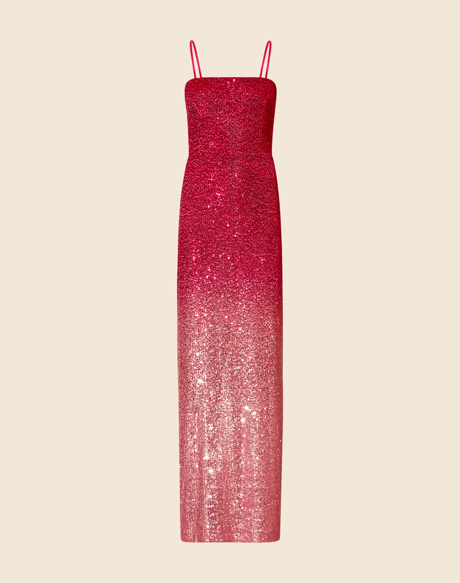 Vestido Longo Cadence confeccionado em Paetê. <br>
Com decote quadrado, alças finas, silhueta acinturada e fenda posterior. <br>
Fechamento por zíper invisível lateral. <br>
<br>