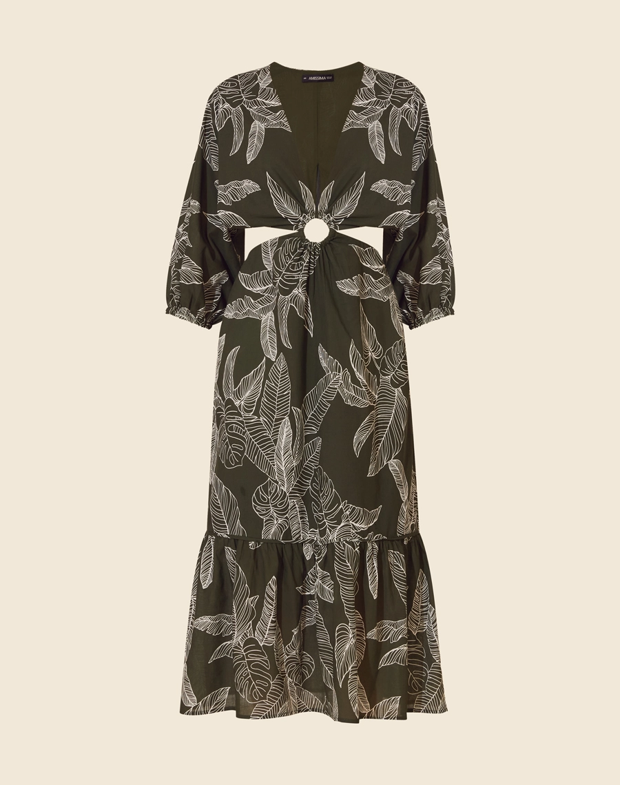 Vestido Midi Jade confeccionado em Silk Voil, tecido leve e transparência sutil, em algodão, conhecido por sua textura suave e delicada.<br/>
