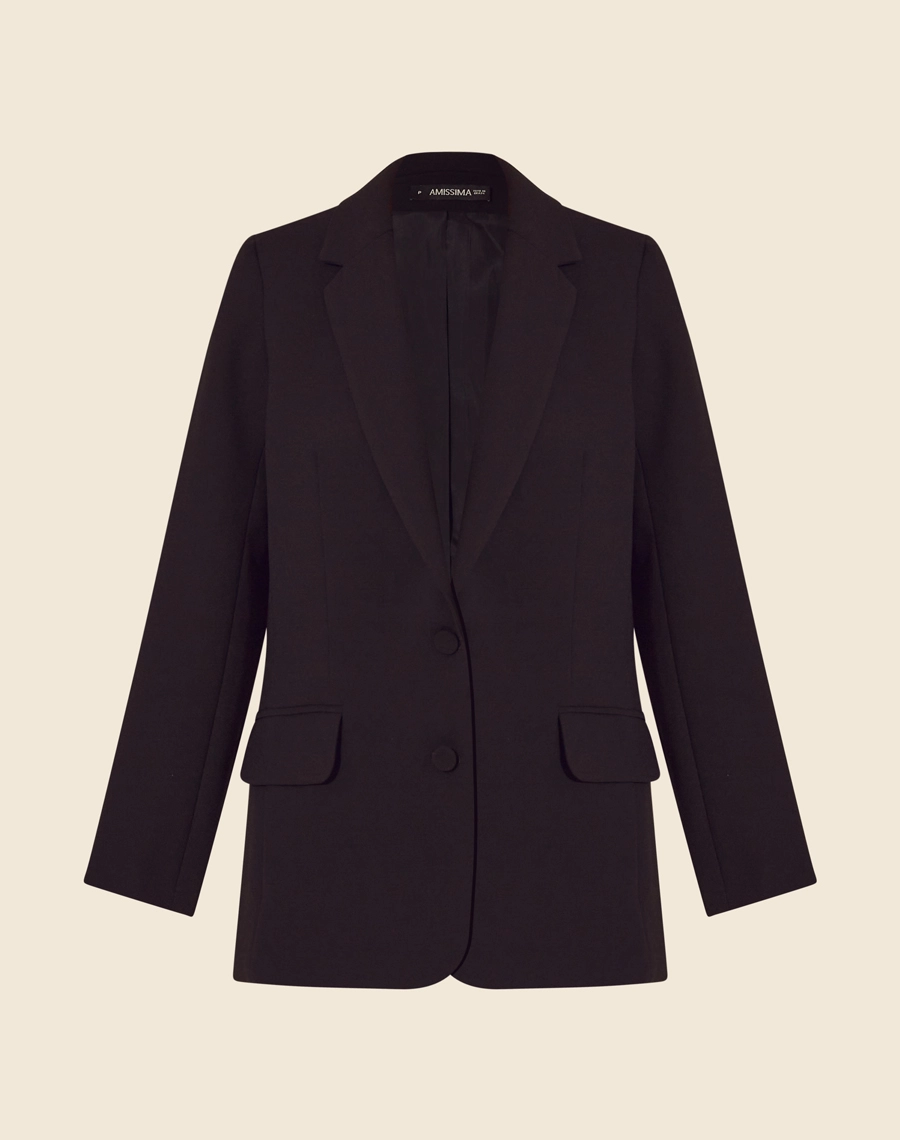 Blazer Xanadu JS 24 confeccionado em Crepe com forro, golas classicas e dois bolsos decorativos com lapelas.<br/>
Possui detalhes de botões nas mangas. <br/>
Fechamento por botão forrado. <br/>