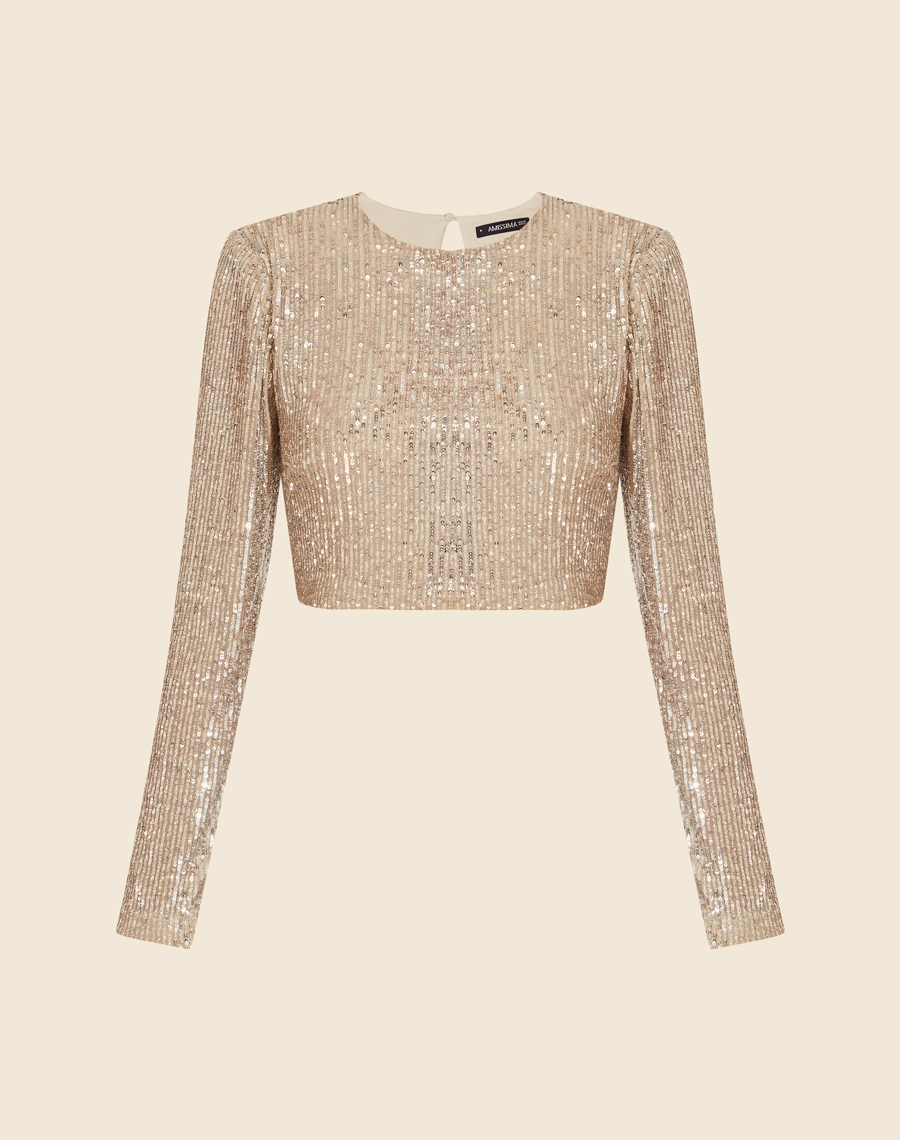Blusa Hanna confeccionada em paetê de alta qualidade, com forro interno para garantir o máximo de conforto.