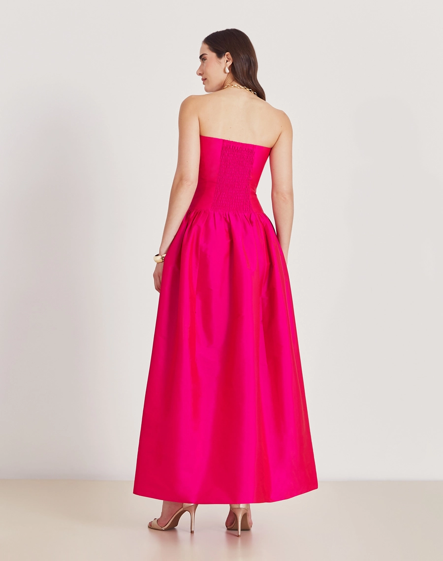 Vestido Longo Isabel confeccionada em Tafetá.