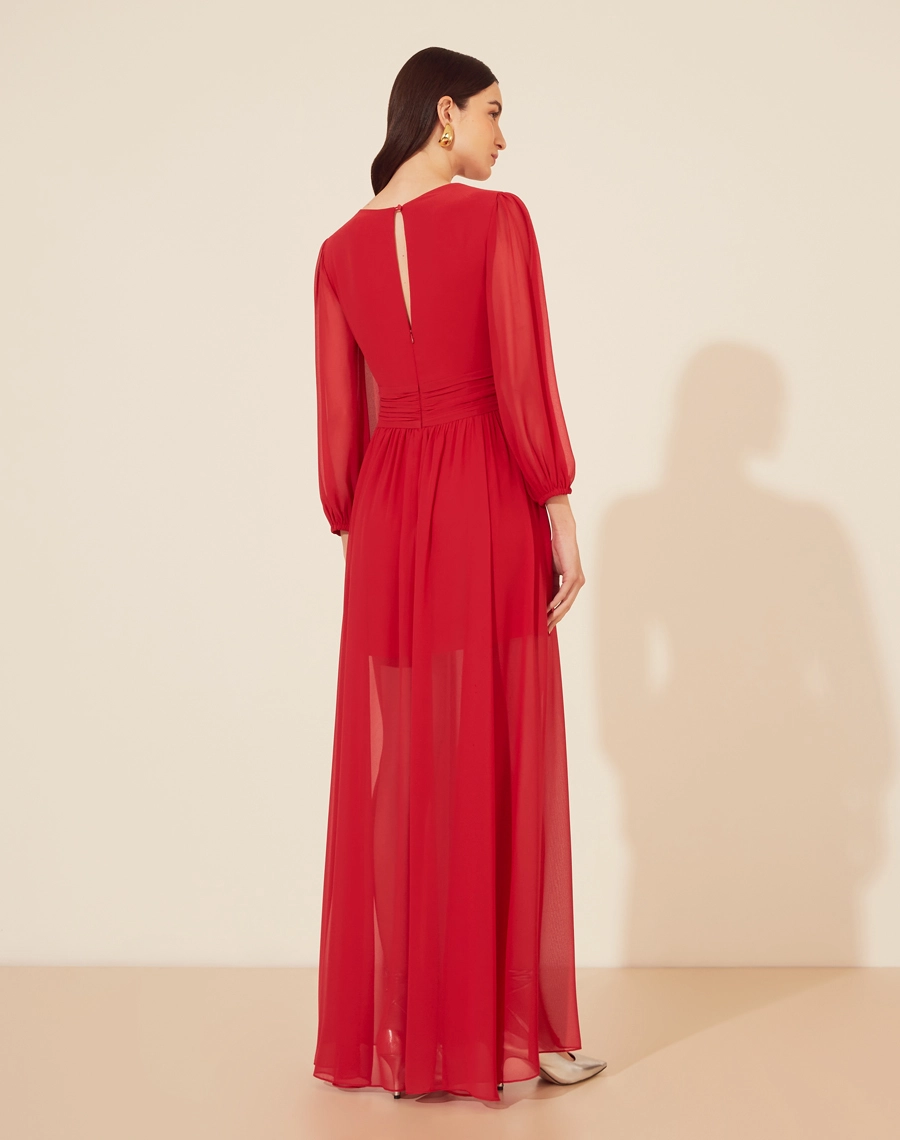 Vestido Longo Zaida confeccionado em Chiffon.