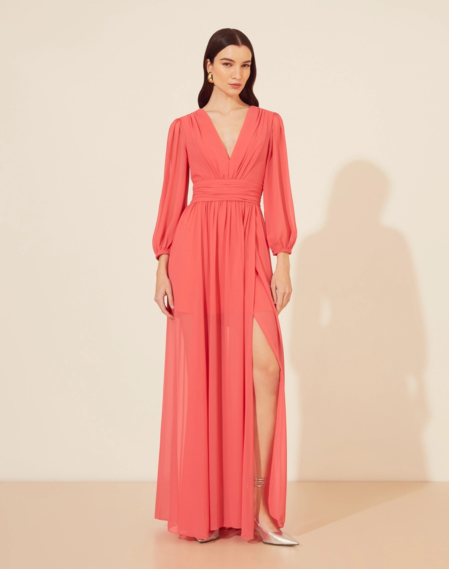 Vestido Longo Zaida confeccionado em Chiffon.