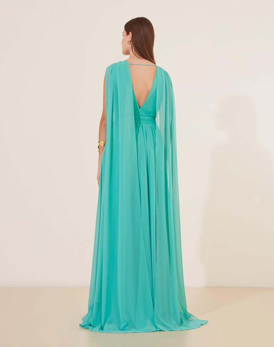 Vestido Longo Deborah é confeccionado em chiffon, tecido leve e com uma transparência discreta. É indispensável em eventos sociais e sofisticados. <br/> <br/>