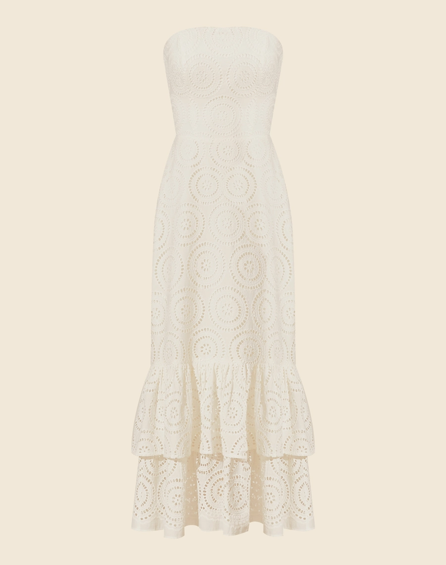 Vestido Midi Magali confeccionado em laise, um tecido leve e versátil, indispensável em dias quentes de verão. Ideal para momentos casuais ou eventos especiais.