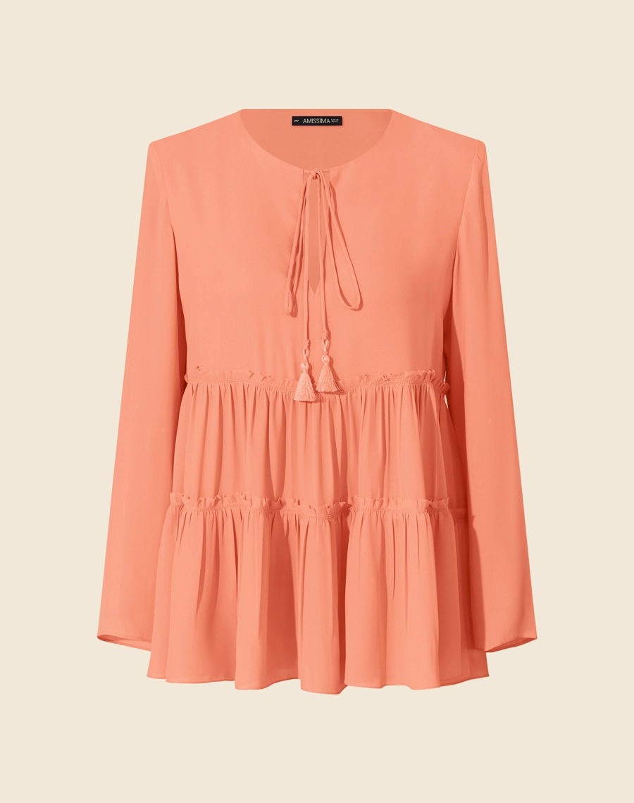Bata Camila é confeccionada em crepinho, um tecido leve e fluido. Essa blusa é indispensável para quem deseja um visual elegante e prático,  sendo versátil para reuniões de trabalho ou eventos sociais.