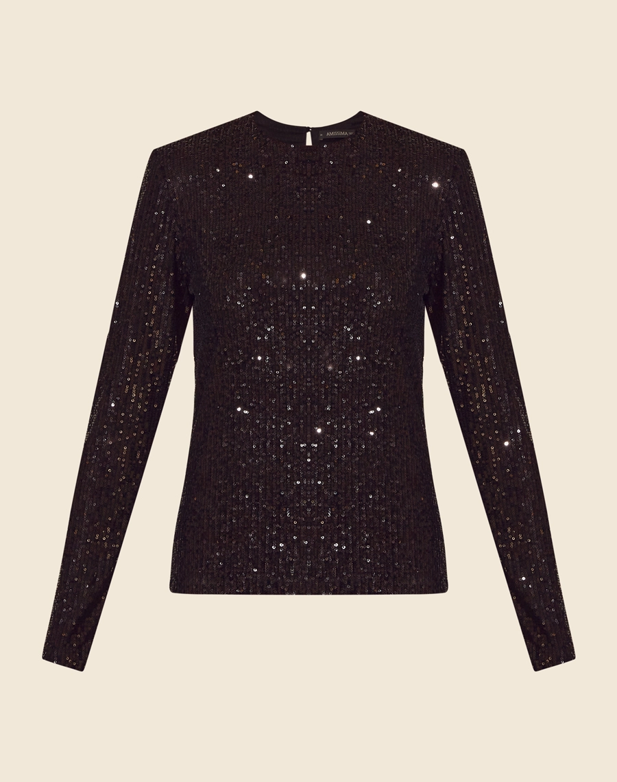 A Blusa Katia é confeccionada em paetê redondo de alta qualidade, com forro interno para garantir conforto durante todo o uso. Ideal para compor looks que transitam por eventos noturnos e jantares elegantes.