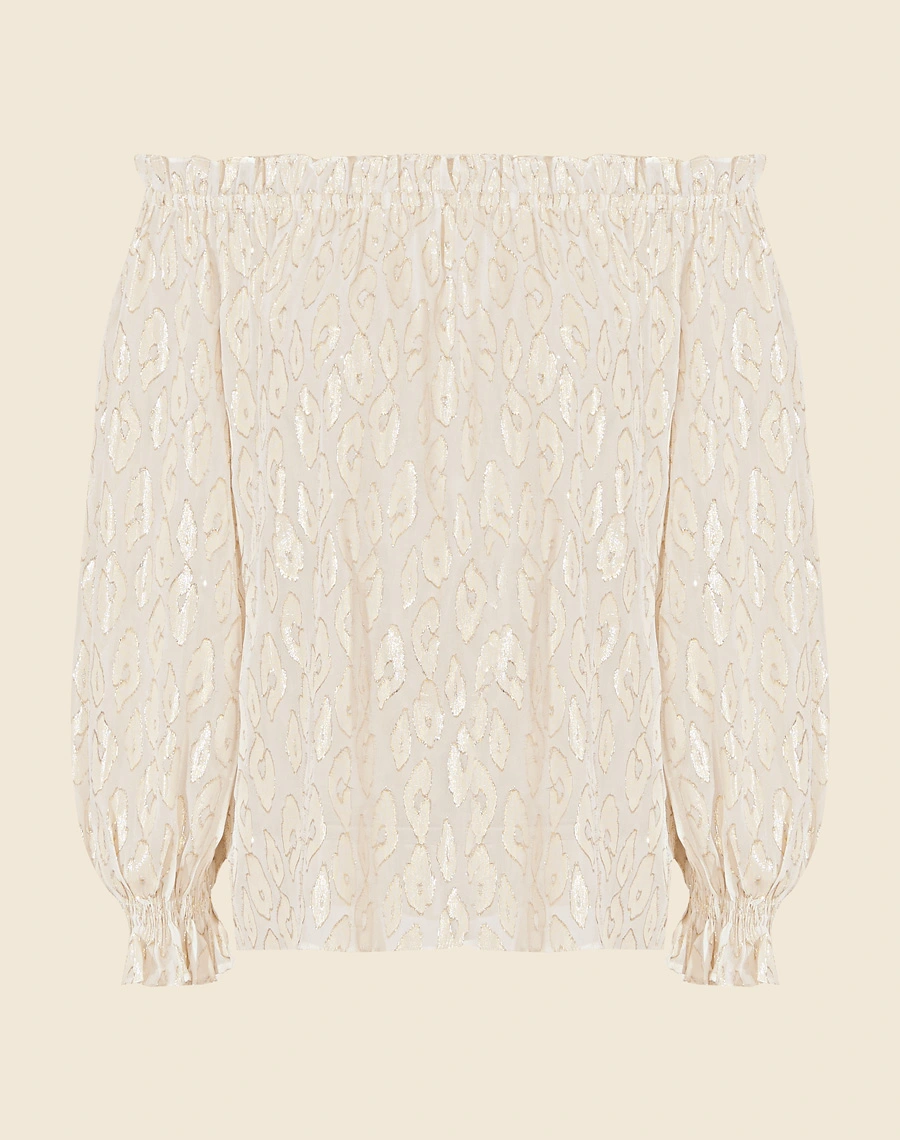 A Bata Geise é confeccionada em seda mista. Os detalhes em lurex adicionam um brilho discreto, tornando essa bata de seda a escolha perfeita para eventos especiais, jantares elegantes ou reuniões sofisticadas.