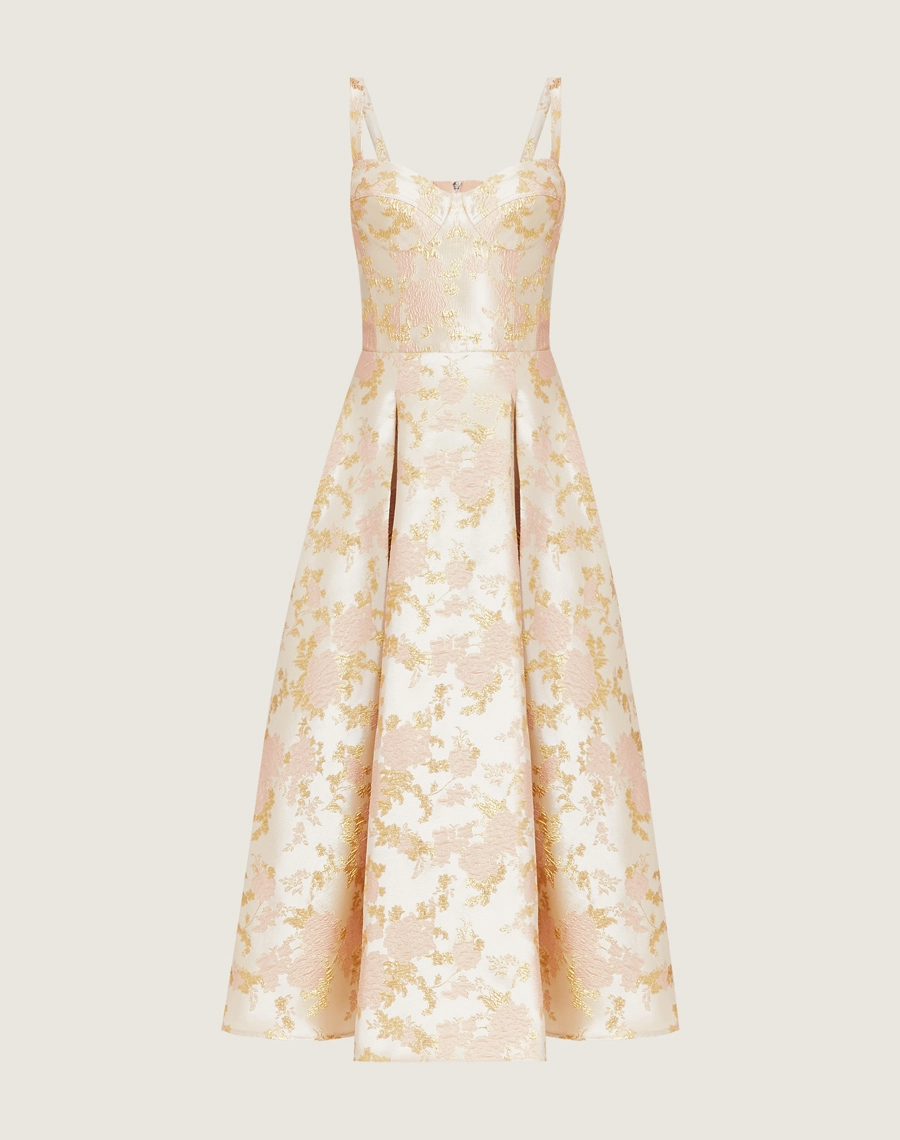O Vestido Midi Heloá é confeccionado em jacquard, um tecido texturizado com caimento estruturado. Perfeito para transitar entre diferentes ocasiões, como coquetéis, jantares românticos e encontros especiais.