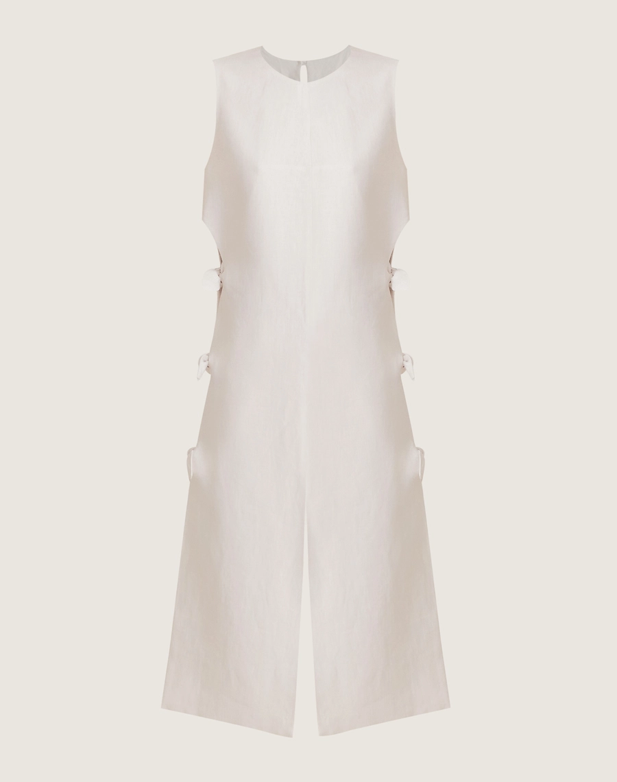Túnica Santorini de linho feminino. Moderna, elegante e perfeita para dias quentes, passeios ou eventos ao ar livre.


