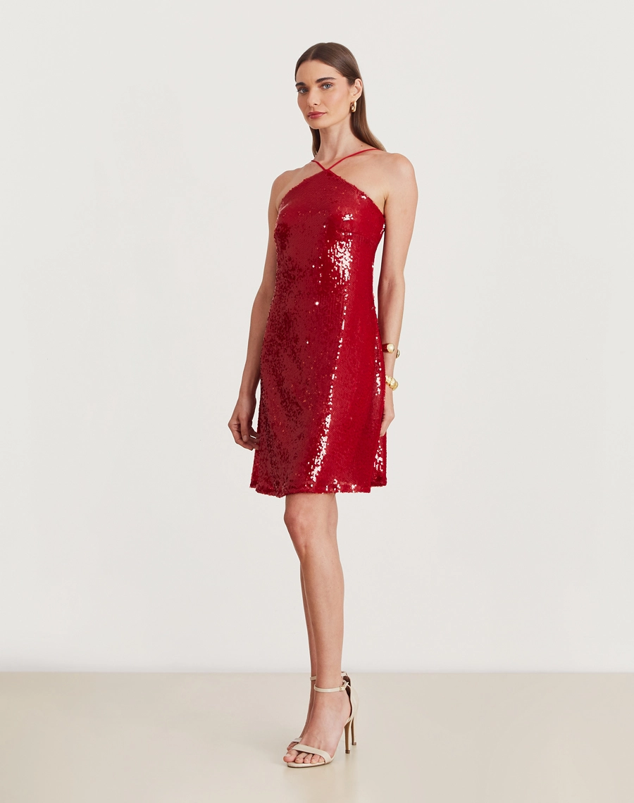 O Vestido Curto Elysa é confeccionado em paetê bordado. Ideal para festas, eventos noturnos ou ocasiões especiais, é a escolha perfeita para quem deseja brilhar com charme e estilo.
