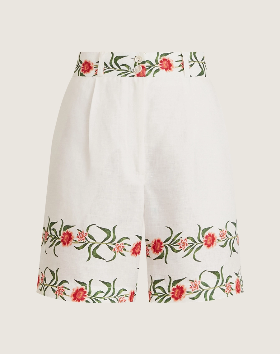O Shorts Elida é confeccionado em linho estampado, tecido leve e fresco que é perfeito para os dias mais quentes.