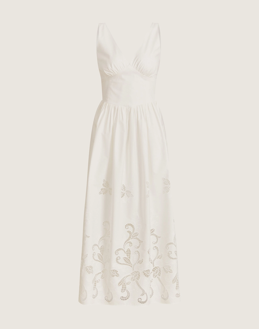 O Vestido Midi Maite é confeccionado em tecido de algodão. Esse vestido midi é ideal para transitar entre ocasiões do dia à noite, como brunches e jantares românticos.