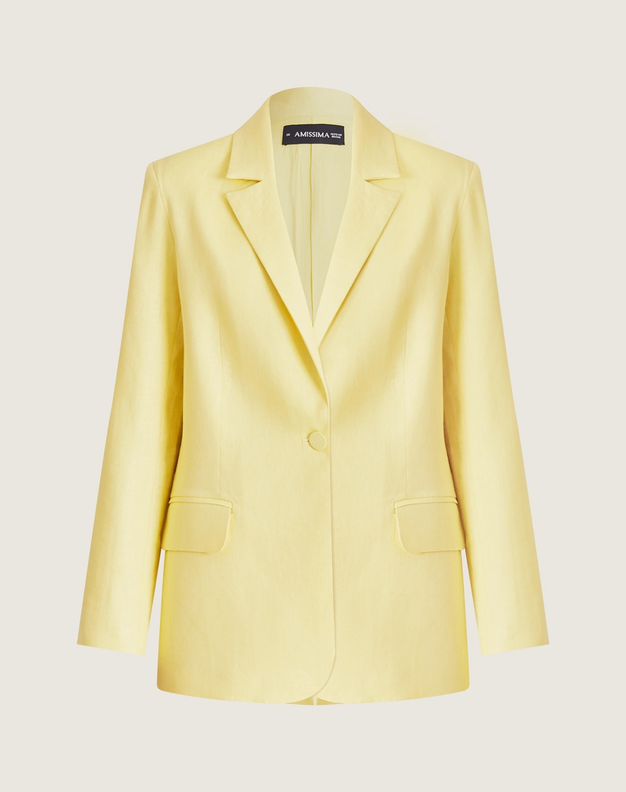 O Blazer Canarin JS é confeccionada em linho proporcionando um toque fresco, leveza e aspecto rústico elegante, ideal para dias quentes.