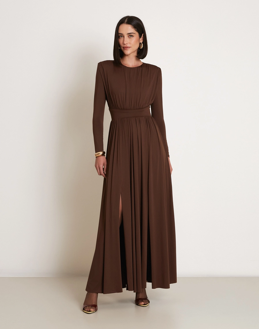 O Vestido Longo Melody é confeccionado em tecido Fluity, conhecido pelo toque extremamente macio, elasticidade confortável e caimento impecável.