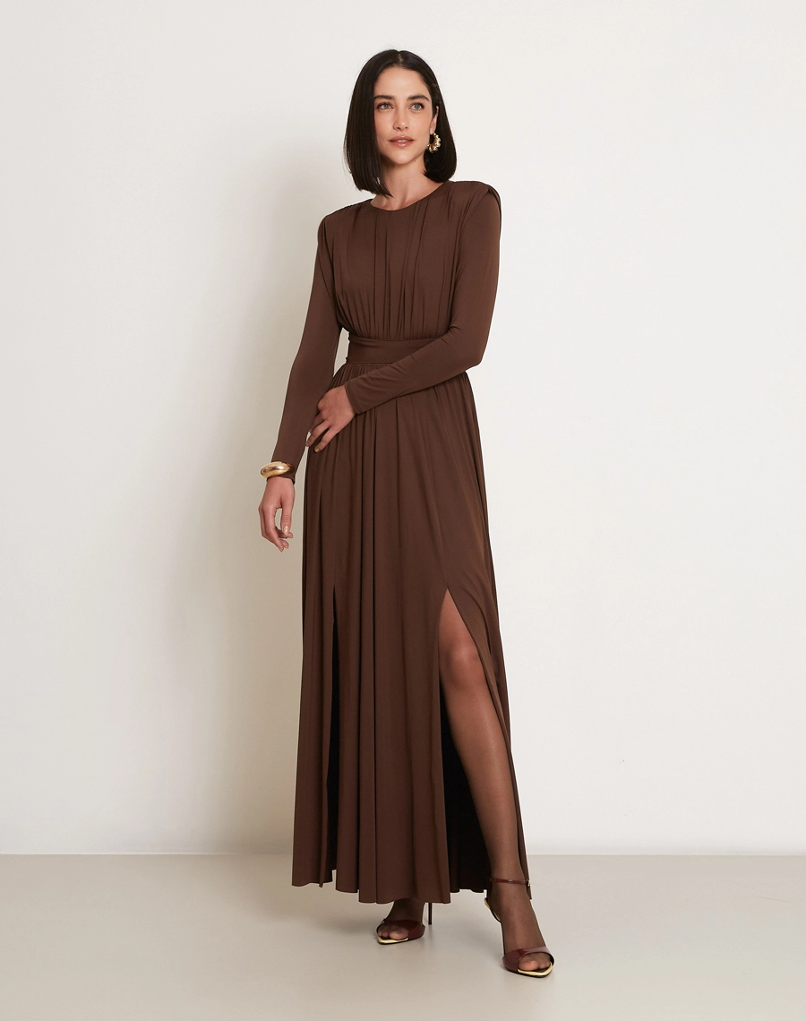 O Vestido Longo Melody é confeccionado em tecido Fluity, conhecido pelo toque extremamente macio, elasticidade confortável e caimento impecável.