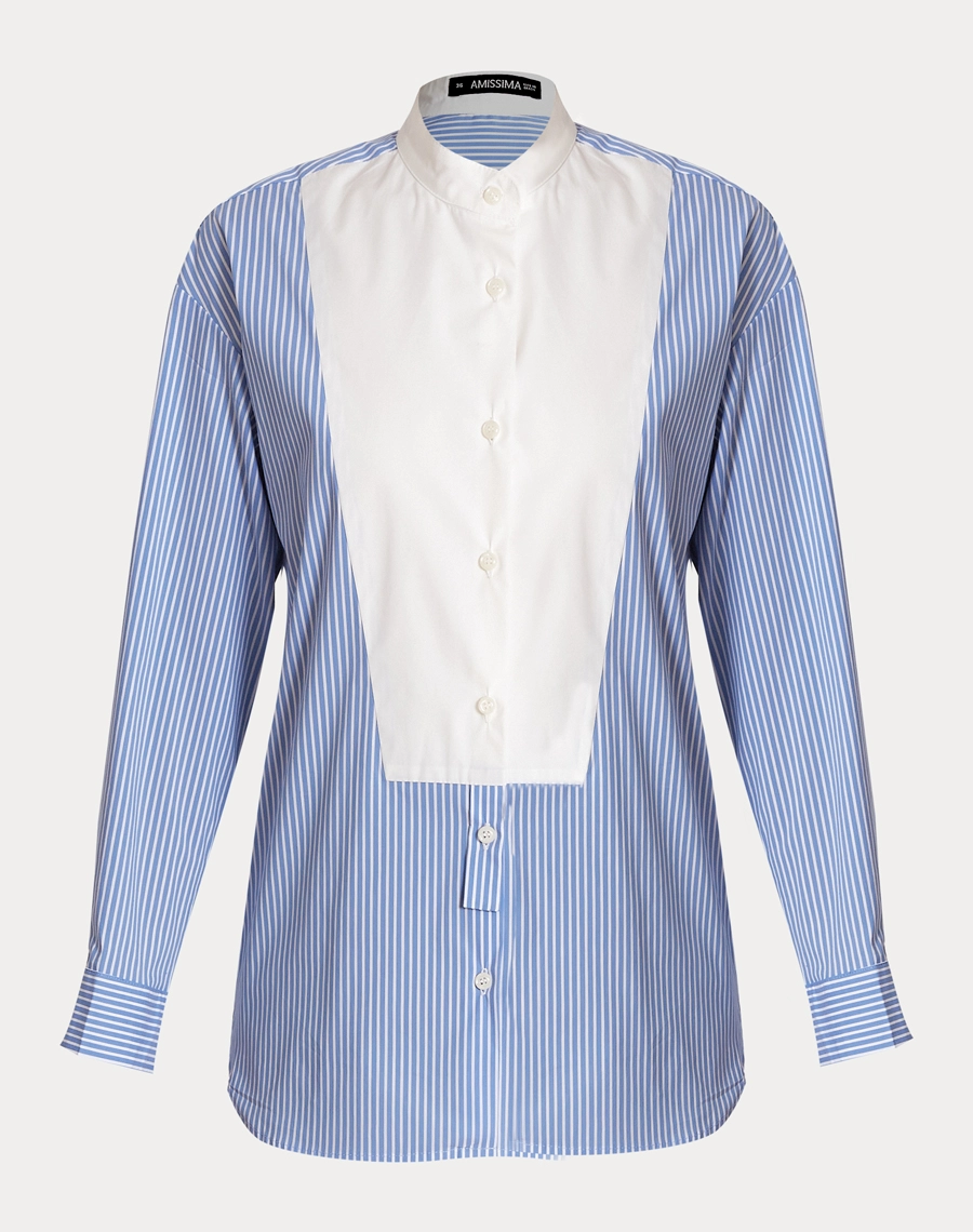 A Camisa Eudora é confeccionada em alfaiataria, tecido que proporciona elegância e sofisticação, mantendo conforto e excelente acabamento, ideal para produções refinadas e modernas.