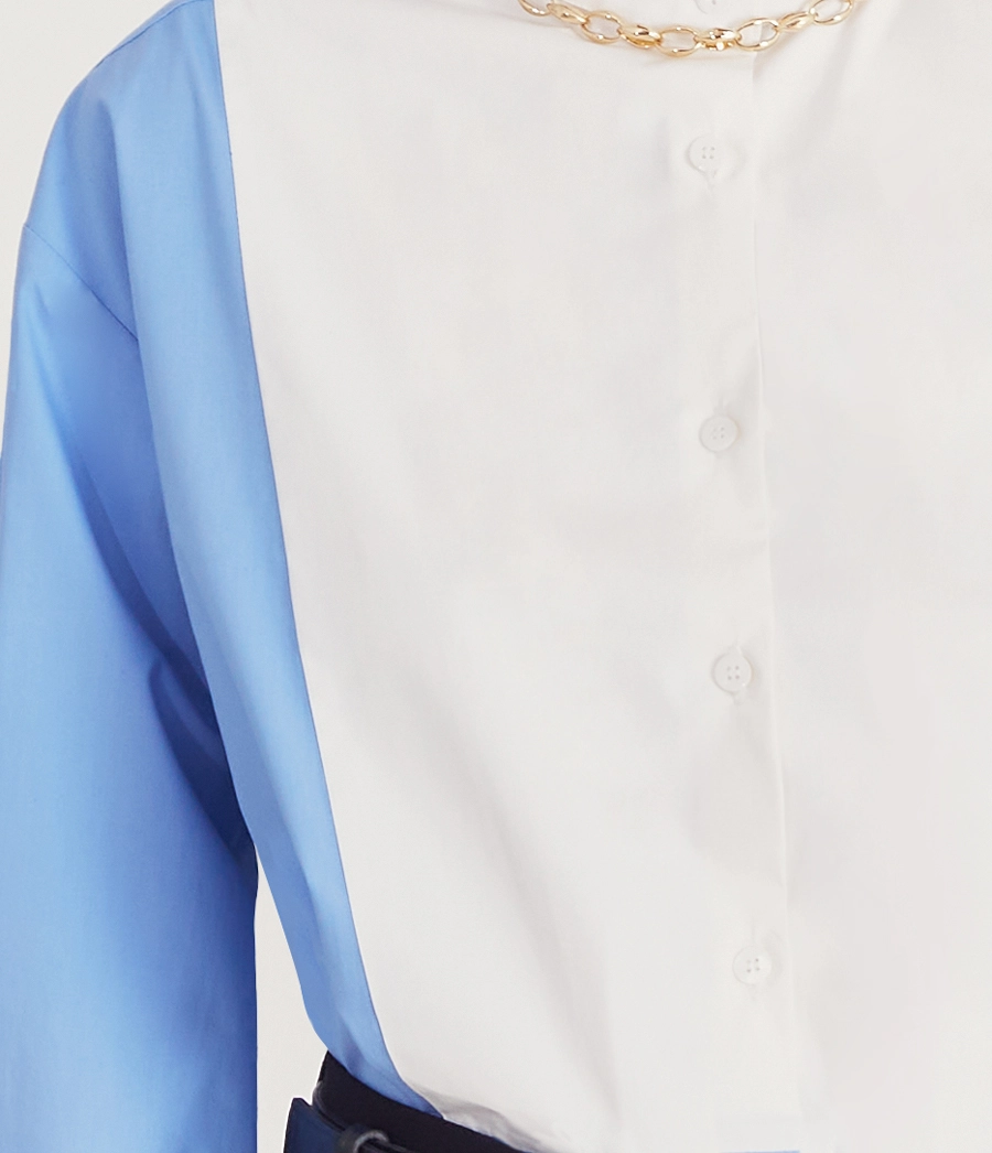 Camisa Angelina é confeccionada em Cotton Paper, tecido 100% algodão que oferece conforto, resistência e um toque macio ao vestir.