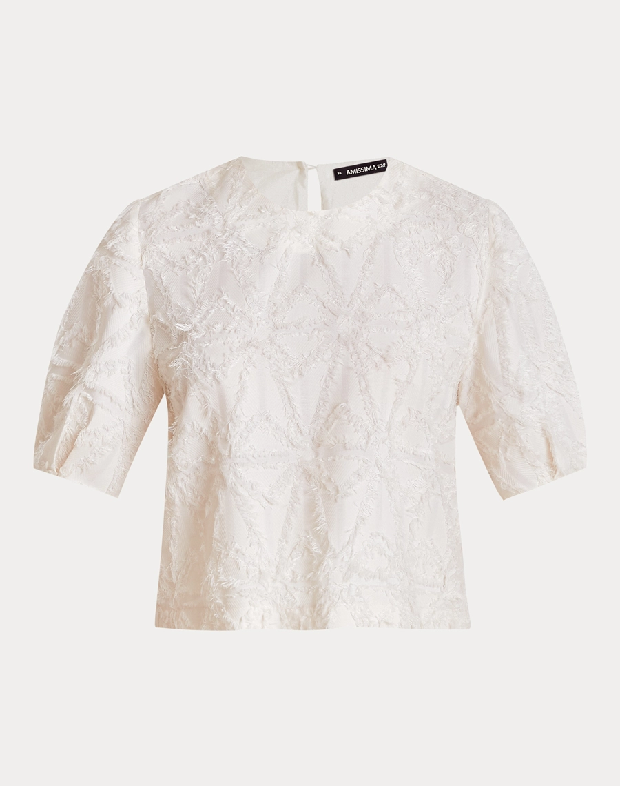 A Blusa Talia confeccionada é em Jacquard, tecido nobre, caracterizado pelos desenhos incorporados à própria trama, que criam um efeito de relevo sofisticado e cheio de personalidade.<br/>

