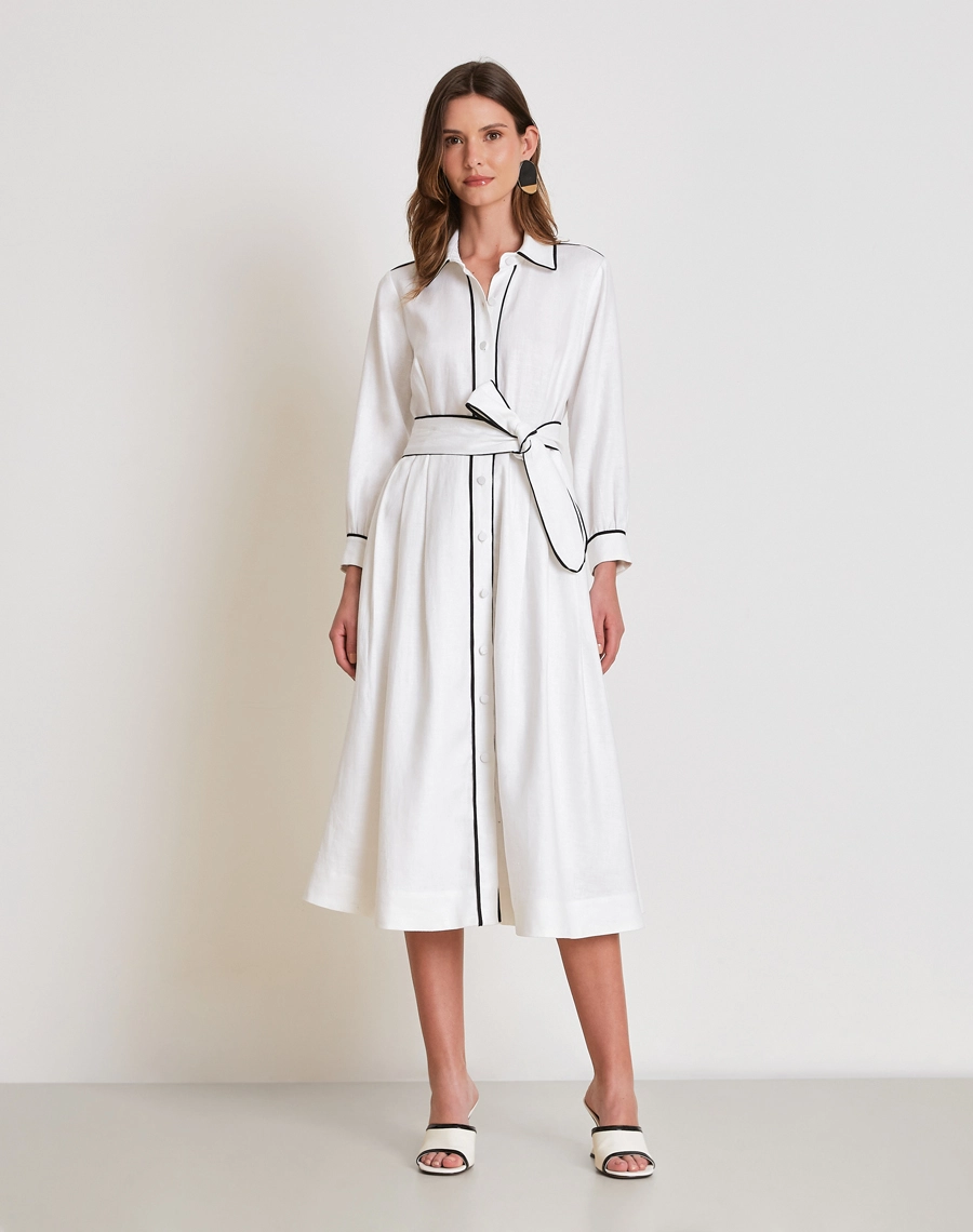 A Chemise Melissa é confeccionada em linho, tecido nobre conhecido pela leveza, respirabilidade e toque natural. <BR/>