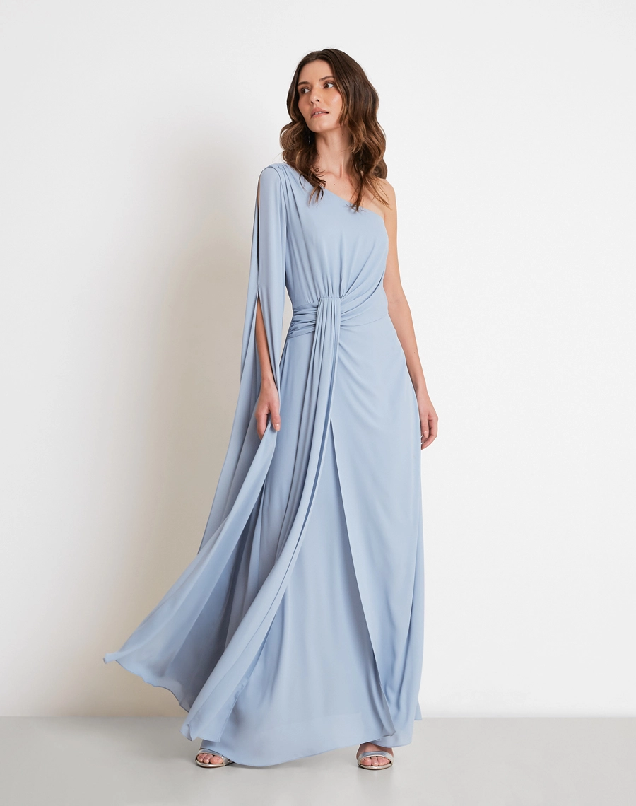 O Vestido Longo Sifonia é confeccionado crepinho, tecido leve e fluido que se destaca pelo toque macio e caimento elegante. <br/>