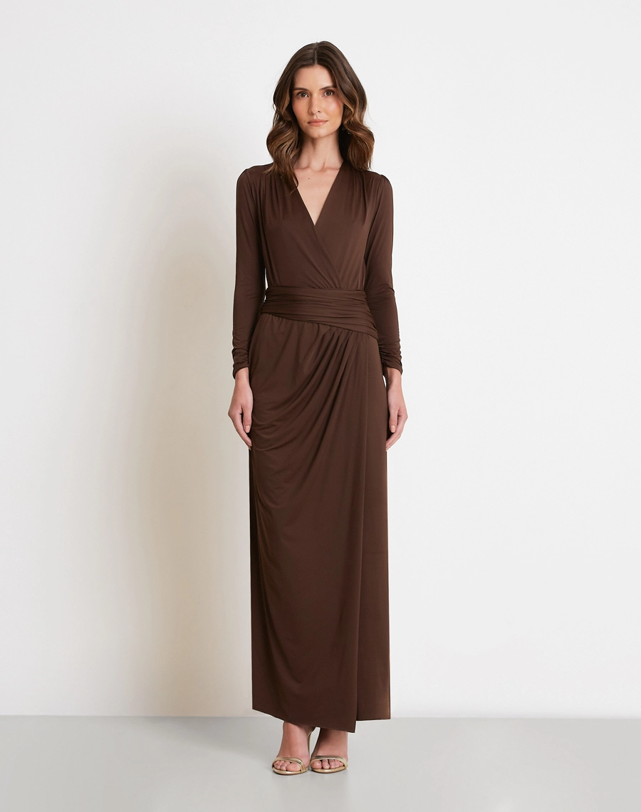 O Vestido Longo Zurik é confeccionado em Fluity, tecido conhecido pelo toque extremamente macio, elasticidade e caimento fluido que acompanha os movimentos com elegância.<BR/>