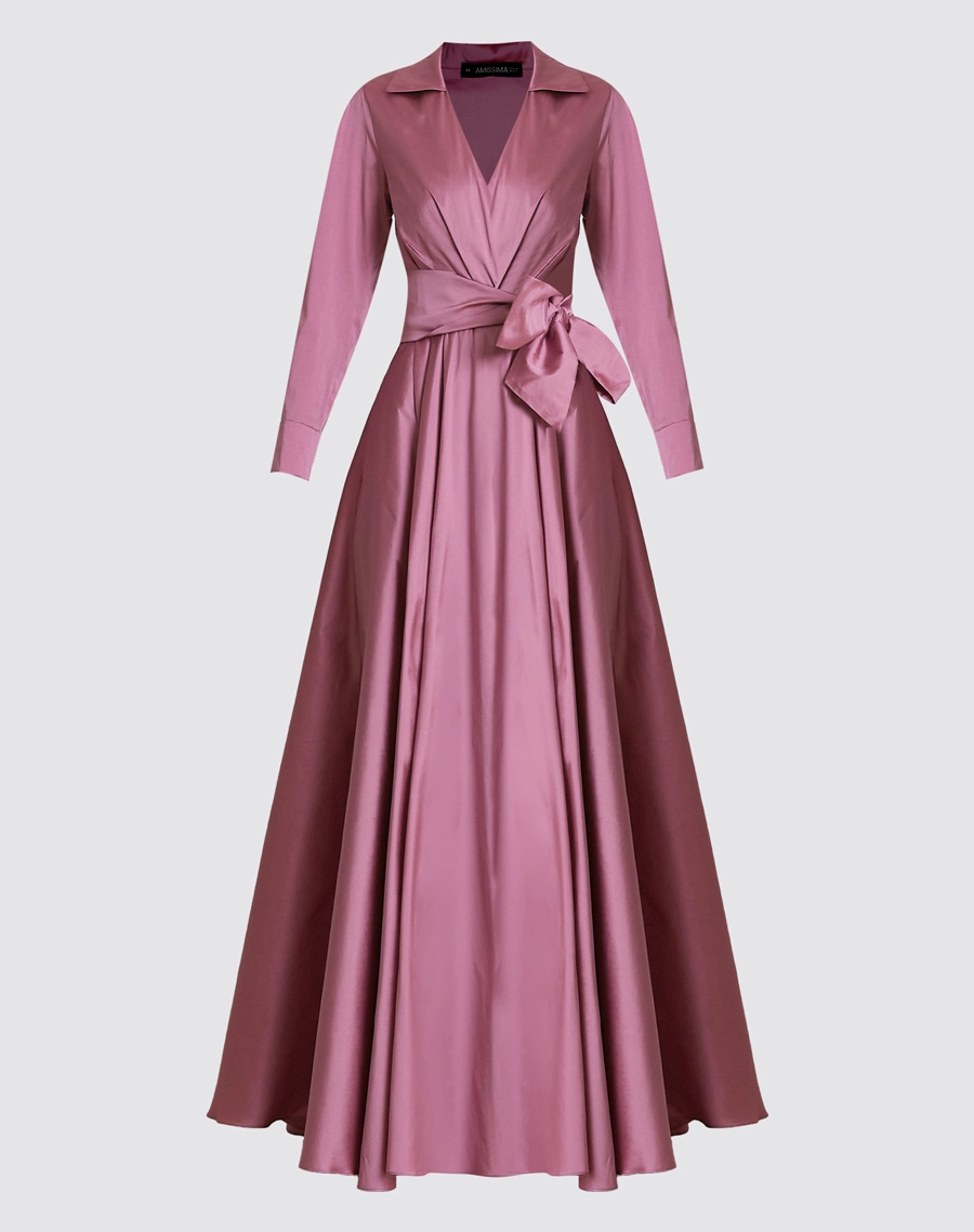 O Vestido Longo Nara é confeccionado em tafetá, tecido de toque encorpado, superfície levemente acetinada e brilho elegante, proporcionando estrutura e um caimento sofisticado.<BR/> 