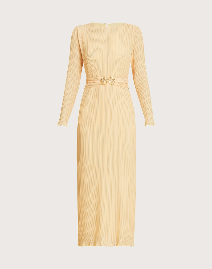 O Vestido Midi Delis é confeccionado em crepinho plissado, tecido com textura delicada e caimento fluido, proporcionando leveza, movimento e um visual sofisticado. <br/>