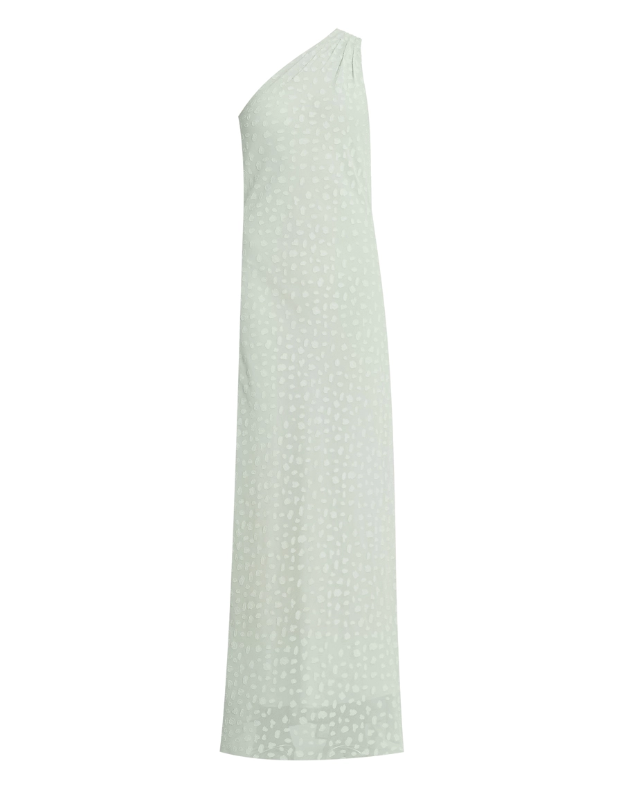 O Vestido Longo Kenya é confeccionado em tecido Jacquard, de aspecto texturizado e delicado, com padronagem sutil que valoriza a superfície da peça.