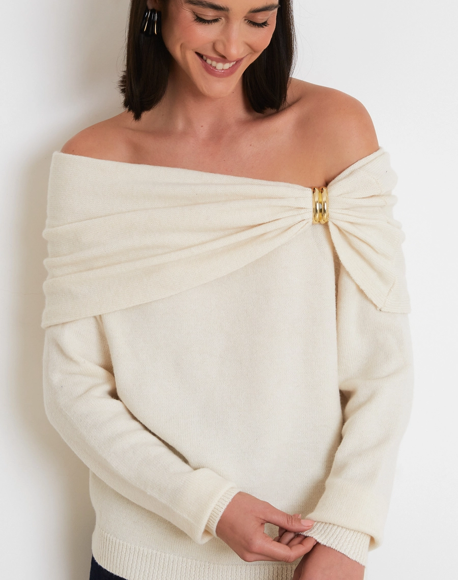 Blusa Anelisa confeccionada em Tricot, tecido com toque macio e caimento confortável, que se ajusta ao corpo com leve elasticidade.