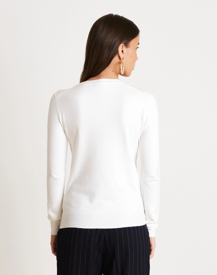 O Suéter Basic confeccionado em Tricot leve e maleável, a peça oferece toque macio e agradável, garantindo conforto térmico e excelente respirabilidade.
